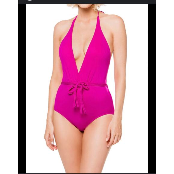 Seafolly Other - Seafolly Magenta Deep V One Piece Malliot Swimsuit Size 12
